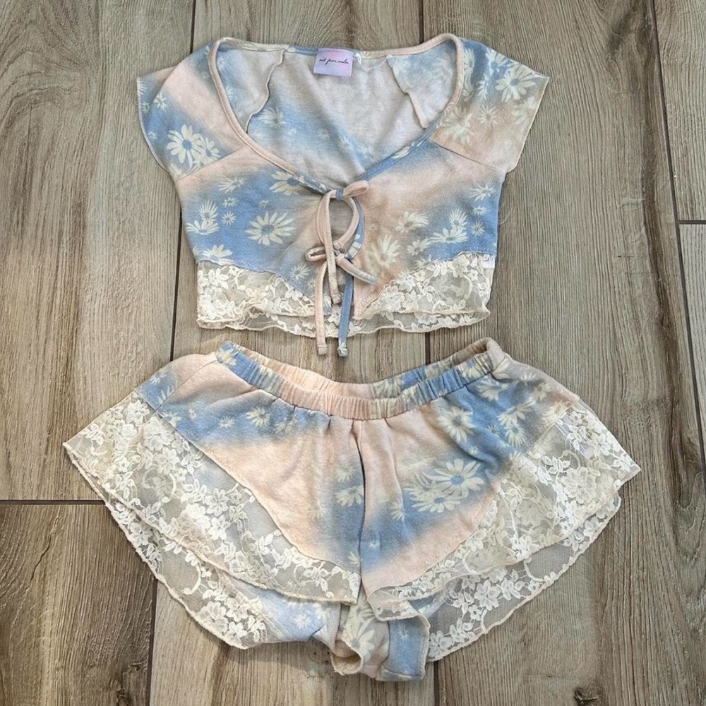 Out From Under Floral Lace Trim Two-Piece Set